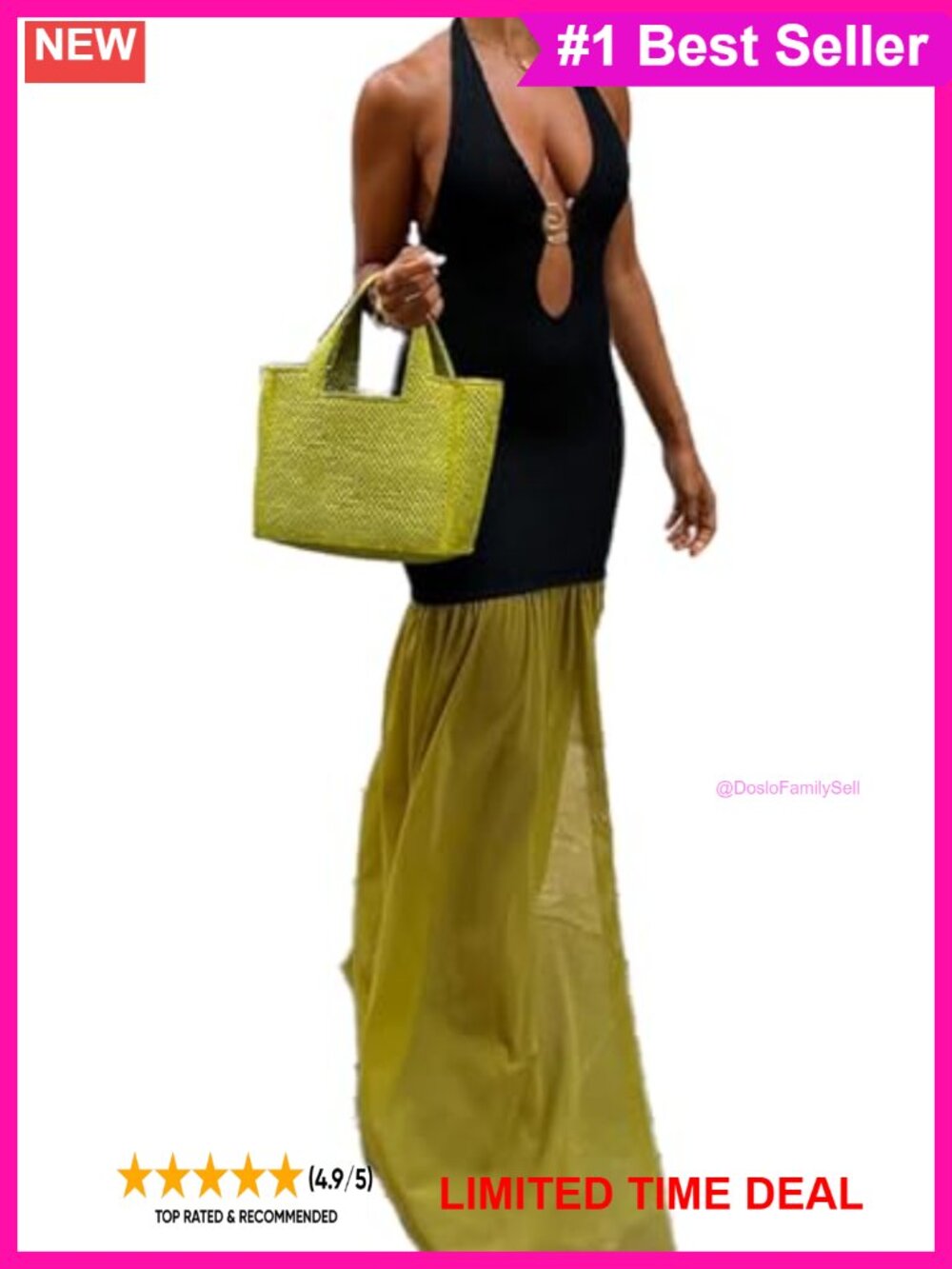 Sexy Halter Patchwork Cutout Open Back Mesh Sheer Maxi Club Dress